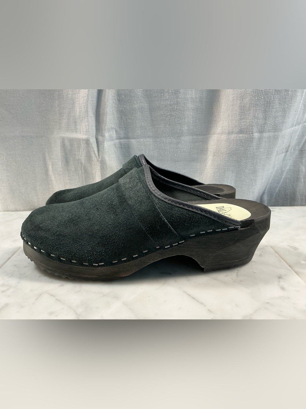 Vollsjo Sweden Black Suede Slip-On Clogs Size 9w, 7m, 40Euro